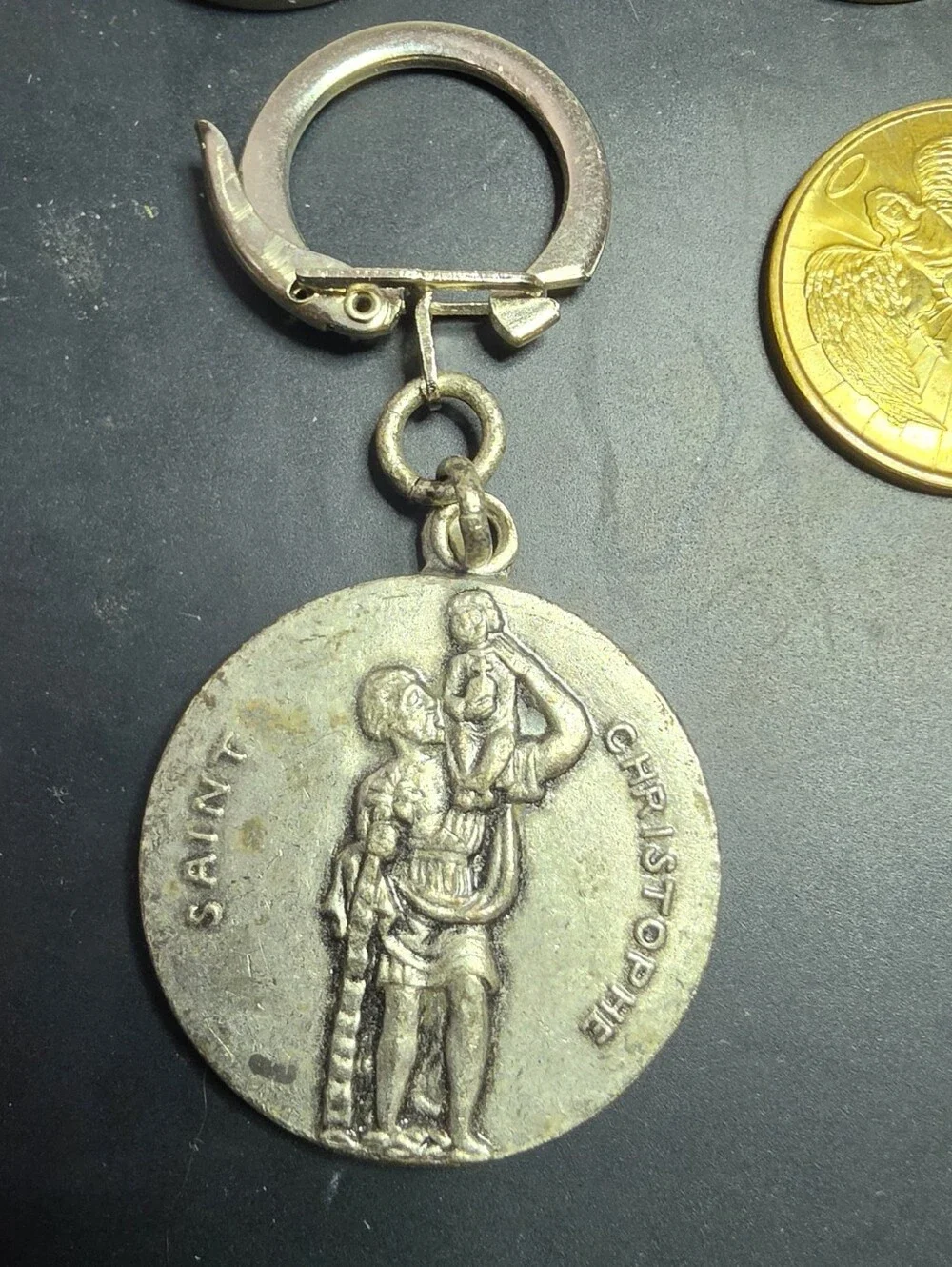 Religious Medal Keychain and Assorted Faith Tokens - Gold & Silver 21 Pieces
